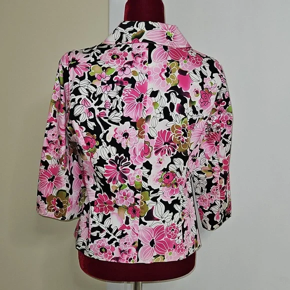 Floral Pink Women's Jacket Size Petite Extra Large - Picture 3 of 5